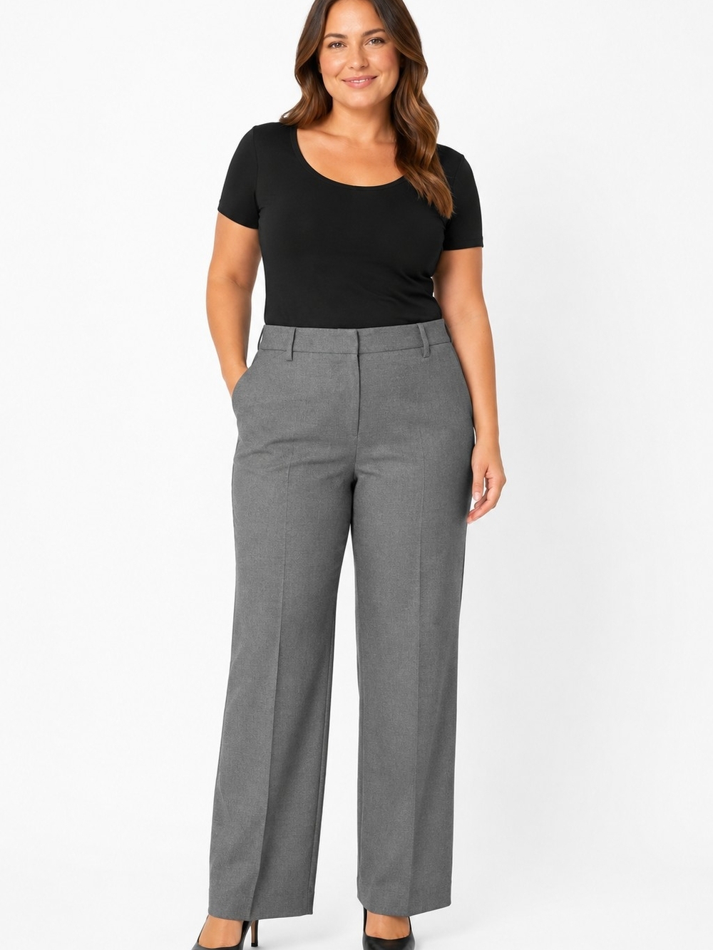Star City Women's Gray Straight-Leg Dress Trousers